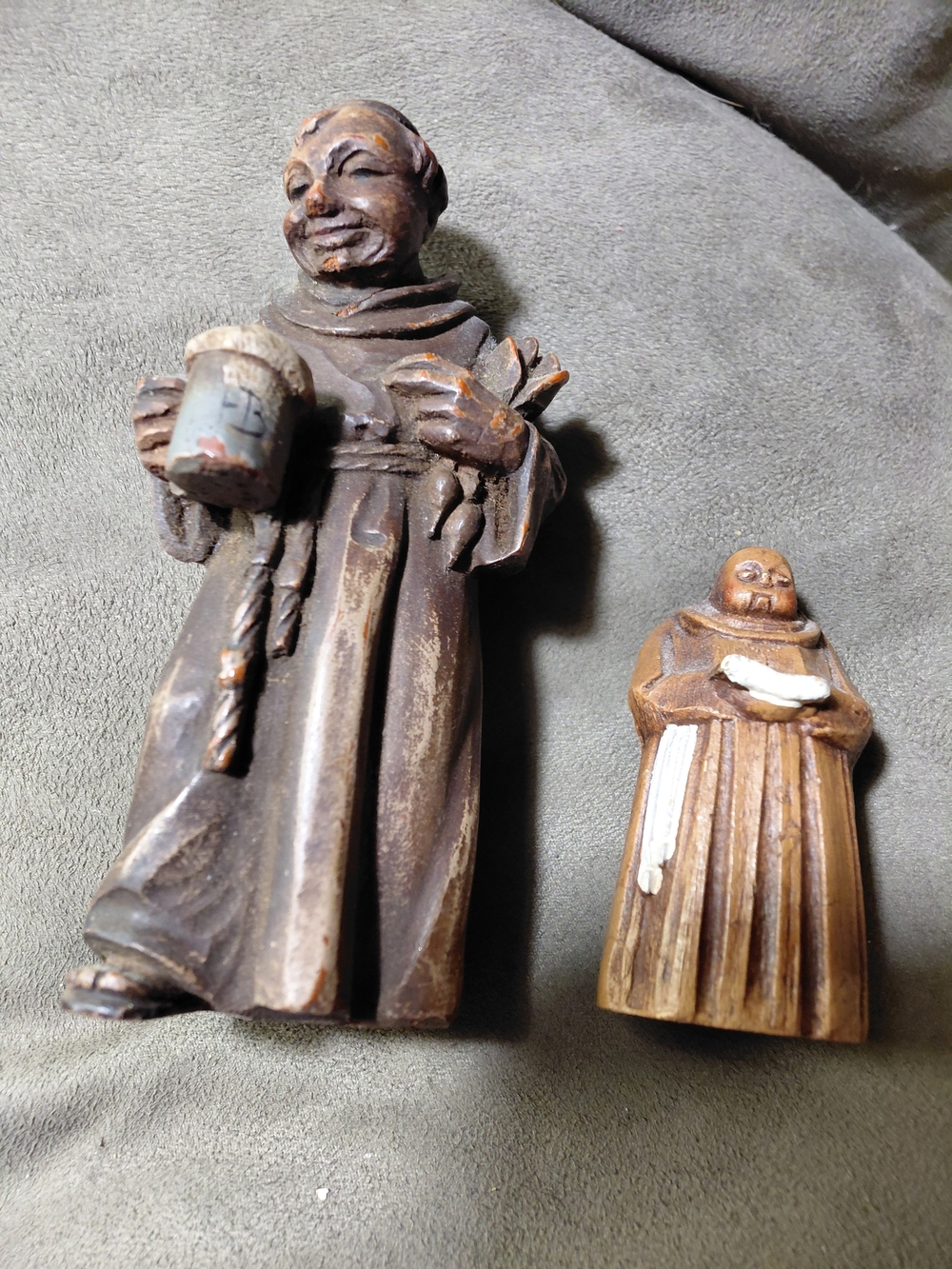 Hand-Carved Wood Monk Figurines